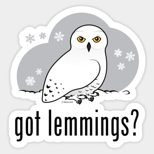 Funny Cartoon Snowy Owl: got lemmings? Sticker